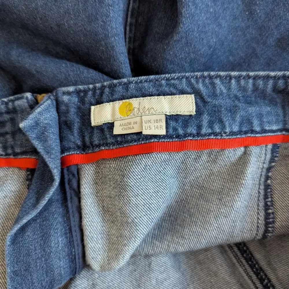 Boden Blue Denim Mini Skirt Women's Plus 14